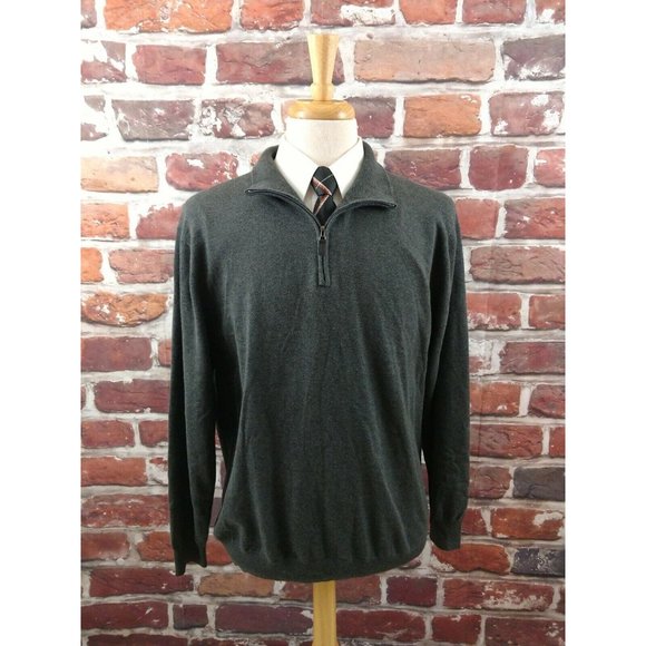 NEW JOS A BANK Signature Collection 1/4 Zip GRAY LS Pima Cotton Sweater XXL US - Picture 1 of 9